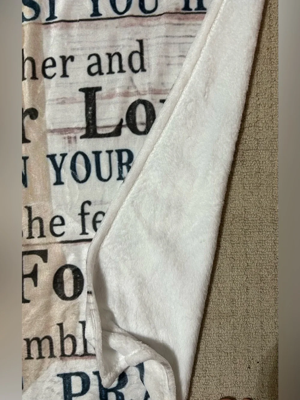 Mom Prayer Throw Blanket - Cream & Tan 50X38 Soft Plush Inspirational NWOT